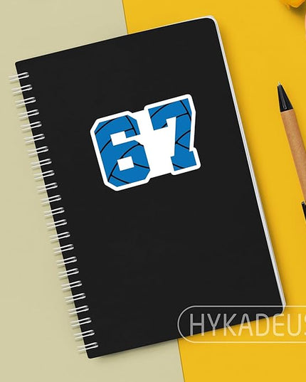 (3 Pcs) Blue Volleyball 67 Six Seven Sticker Funny Gen Alpha Meme Stickers – 67 Gifts for Coaches, Players, Waterproof Vinyl Decals for Water Bottle, Tumbler, Laptop, Phone Case, 3" x 2.1"