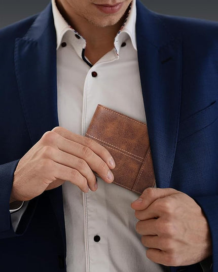 Swallowmall Leather Wallet for Mens Genuine Leather RFID Blocking Bifold Wallets with 2 ID Windows 13 Card Slots