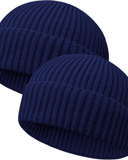 Wool Fisherman Beanies for Men Women Short Cuff Knit Beanie Winter Warm Hats Trawler Hat Stylish Watch Cap