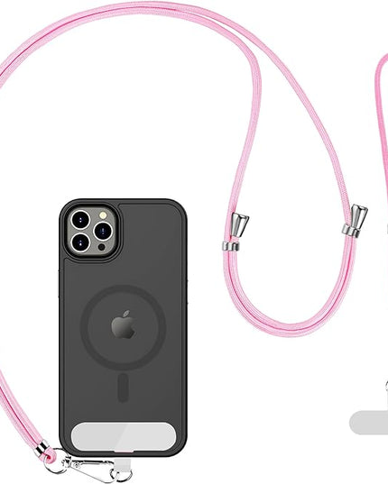 CACOE Phone Lanyard 2 Pcs-1 Pcs Adjustable Neck Strap, 1 Pcs Wrist Strap, 2 Pads, Universal Crossbody Multifuctional Cell Phone Lanyards Compatible with Most Smartphones(Light Pink)