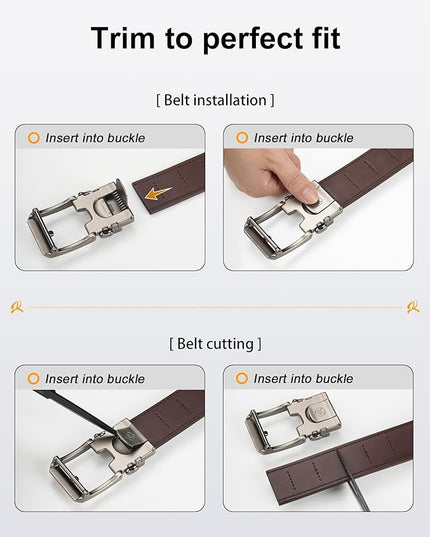 JUKMO 1.5" (38mm) Leather Ratchet Belt for Men in Gift Box