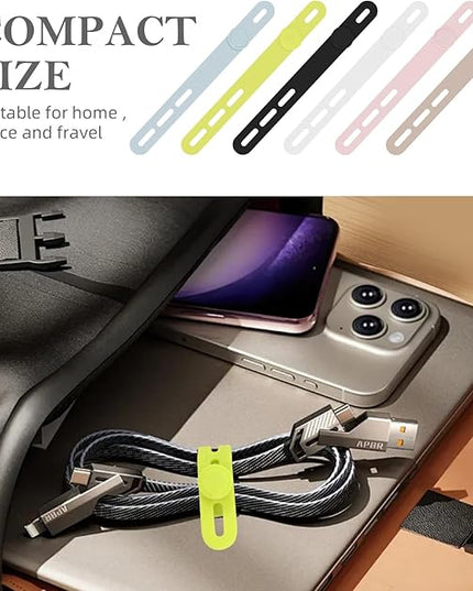 Donruby 30Pcs Silicone Cable Ties - Reusable & Washable with Adjustable Locking Buckles, High Elasticity Cable Management Straps for Home, Office, School, Travel Essential Cord Organizer (6 Colors)