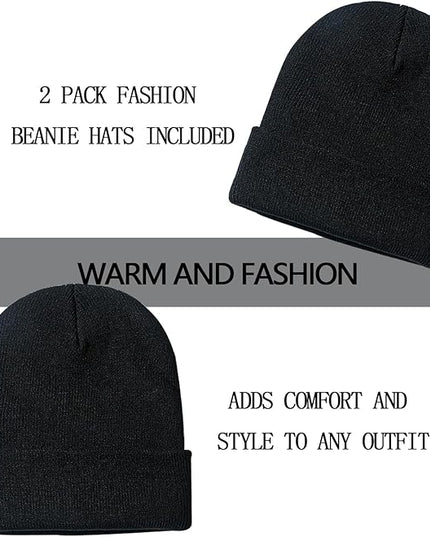 ZOORON 1&2 Pack Beanie for Men Women Slouchy Beanie Hats Winter Knit Caps Soft Ski Hat Unisex