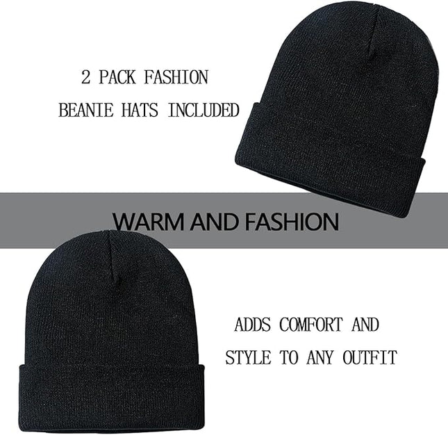 ZOORON 1&2 Pack Beanie for Men Women Slouchy Beanie Hats Winter Knit Caps Soft Ski Hat Unisex