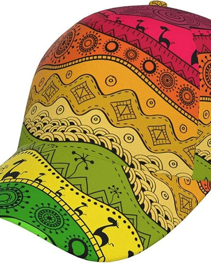 African Ethnic Tribal Style Baseball Cap for Men Women, Fashion Adjustable African Hat Casual Trucker Hats Sun Caps
