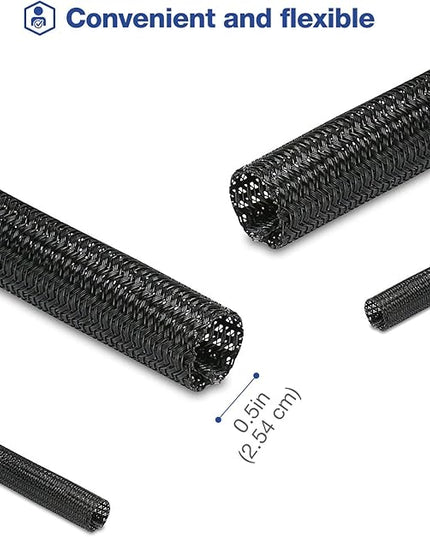 JOTO 1 Pack Cable Management Sleeve, 26 Feet Cord Organizer System with Zipper for TV Computer Office Home Entertainment, Flexible Cable Sleeve Wrap Cover Wire Hider System -Black