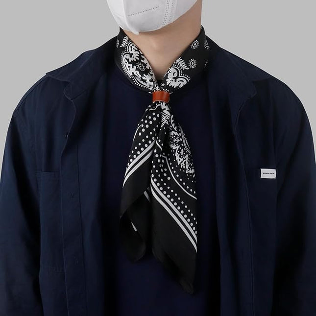 27.5 Inches Square Silk Feeling Neck Scarf for Men Necktie Silk Bandanas Pocket Square Cowboy Scarves