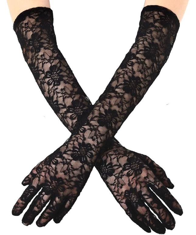 Campsis Floral Lace Gloves Long Lace Gloves