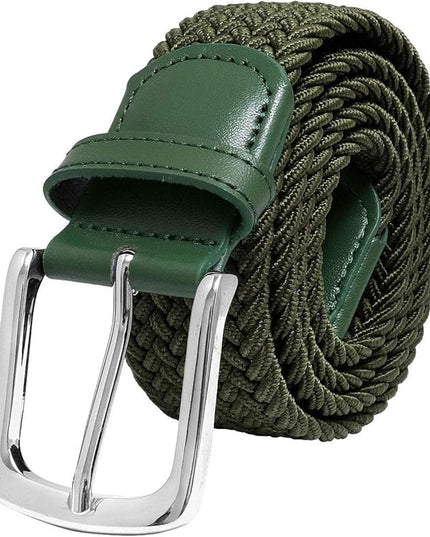 Falari Men Women Multicolored Elastic Stretch Braided Belt Canvas Fabric Woven No Holes Belt