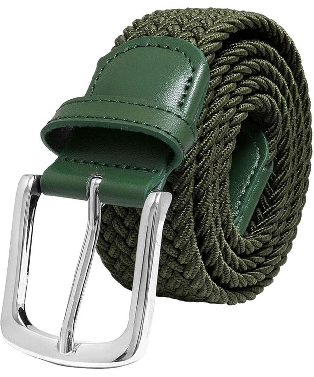 Falari Men Women Multicolored Elastic Stretch Braided Belt Canvas Fabric Woven No Holes Belt