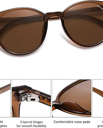 SOJOS Small Round Classic Polarized Sunglasses for Women Men Vintage Style UV400 Lens MAY SJ2113