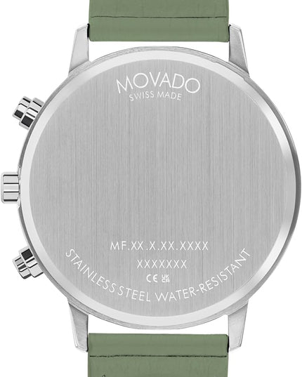 Movado Face Watch - Swiss Quartz Chronograph, Leather Strap - Classic, Timeless Luxury Fashion Timepiece for Him or Her - 43mm