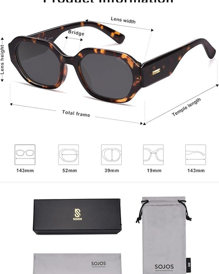 SOJOS Polarized Sunglasses For Women Retro Rectangle Womens Sun Glasses Trendy Narrow Square 90s Shades SJ2232