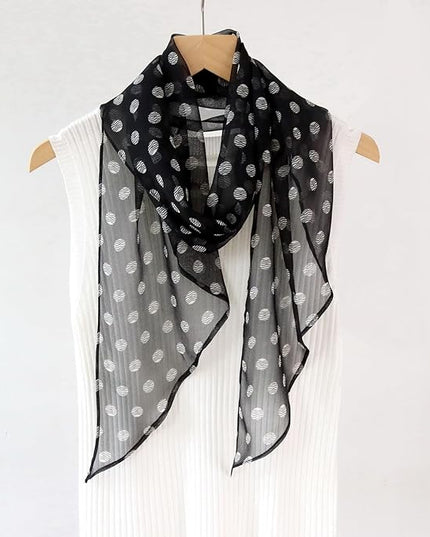 JERLA Women 100% Mulberry silk Scarf Long Large Lightweight Scarves Fashion Women Soft polka dot Print Neckerchief