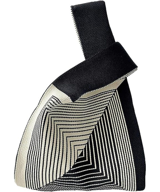 Women's Wrist Knot Tote Bag Small Crochet Wristlet Handbag Aesthetic Cute Knit Purse (Very Small Size)