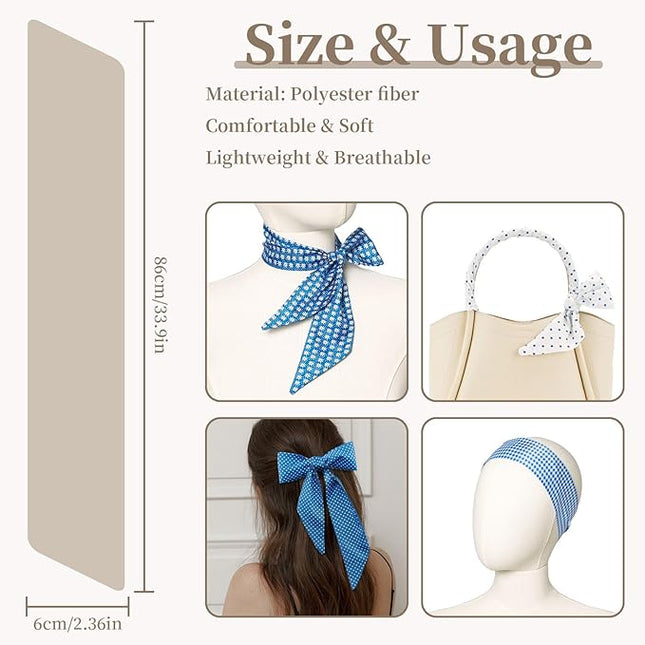 4 Pack Purse Scarf Handbags Skinny Twill Hair Scarves Narrow Neck Scarf Band Women Fashion Accessories Bag Charms