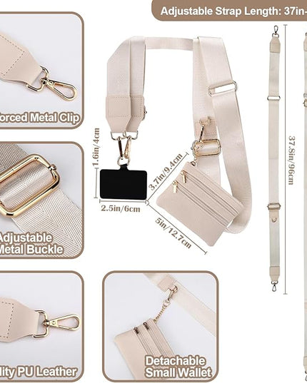 XANGNIER Clip and Go Strap for Phone with Wallet Crossbody, Phone Strap with Zippered Wallet, Adjustable Anti Theft Cellphone Lanyard for Women, Cellphone Chain Accessories,Multicolor 12