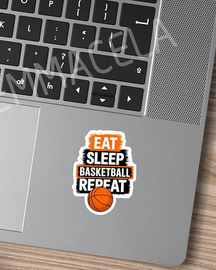 (3PCS) Eat Sleep Basketball Repeat Sticker, Sport Stickers - Waterproof Vinyl Decal for Laptop, Water Bottle, Tumbler, Scrapbook Size 3" x 2.3 "