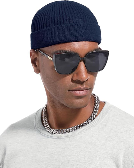 Short Fisherman Beanie for Men Women, Wool Knit Cuff Warm Winter Hats, Trawler Beanie Watch Caps Soft Skullcap
