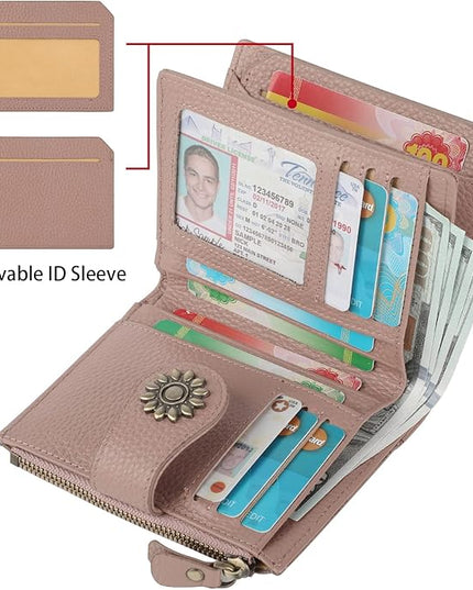 Lavemi Womens Leather Wallet Small Compact RFID Blocking Credit Card Case Purse with Zipper Pocket | Small, Compact, RFID Blocking, Zipper Pocket, Small, Compact