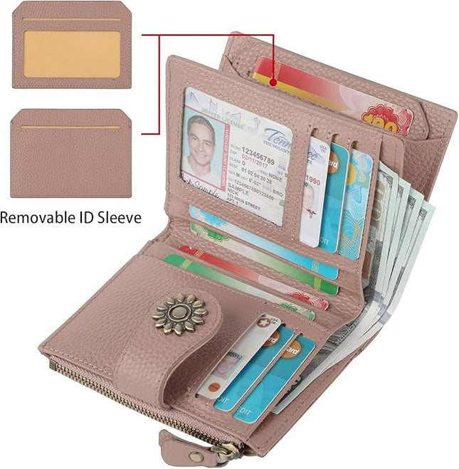 Lavemi Womens Leather Wallet Small Compact RFID Blocking Credit Card Case Purse with Zipper Pocket | Small, Compact, RFID Blocking, Zipper Pocket, Small, Compact