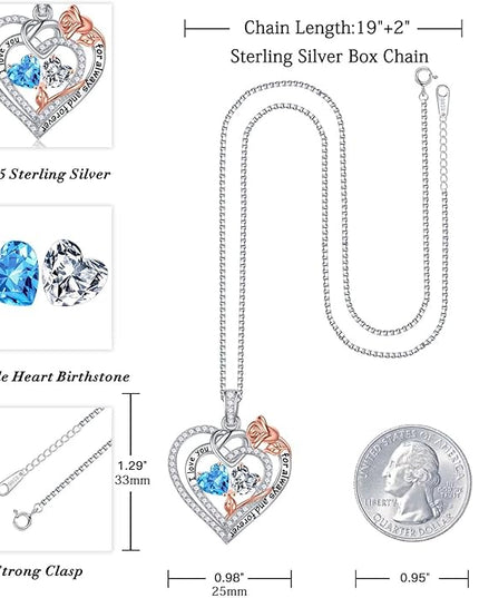 Iefil Christmas Gifts for Wife Women - 925 Sterling Silver Double Birthstone Necklace, Anniversary Birthday Gifts for Women, Jewelry Gift for Wife Girlfriend Mom Her