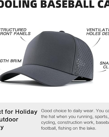 BOTVELA Men Adjustable Snapback Baseball Cap Vented Performance Laser Cut Mesh Hat