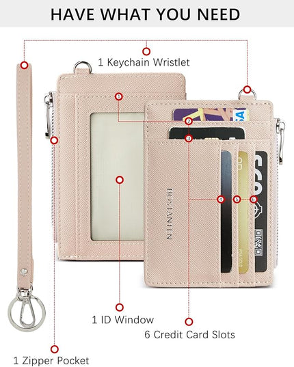 BOSTANTEN Small Wallet For Women RFID Leather Credit Card Holder Slim Wristlet Keychain Wallet With Zipper Pocket