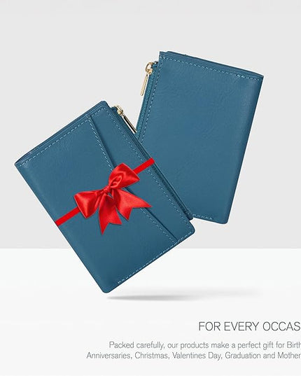 Oak Leathers Leather Wallet For Women - Small RFID Coin Purse Credit Card & ID Holder for Ladies, Gift for Women's, Bifold Wallets (Nappa Ottanio)