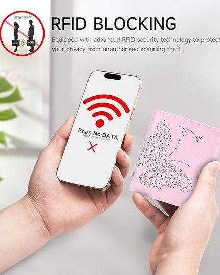 KITEVIUN Small RFID Wallet Women Ultra Thin Slim Womens Wallet Mini Compact Bifold Pocket Ladies Wallets for Women LIGHT PINK