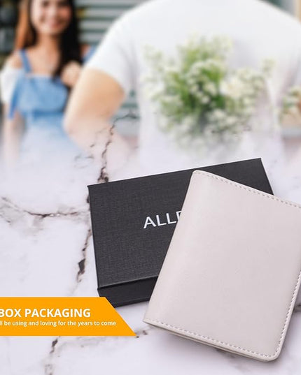 Alldaily Small RFID Wallet for Women Slim Compact Bifold Pocket Ladies Travel Mini Purse (White)