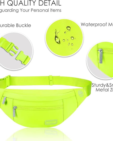 MAXTOP Large Crossbody Fanny Pack with 4-Zipper Pockets,Gifts for Enjoy Sports Festival Workout Traveling Running Casual Hands-Free Wallets Waist Pack Phone Bag Carrying All Phones