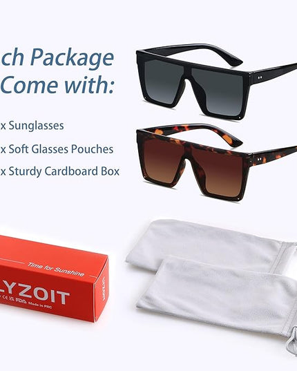 LYZOIT Square Oversized Sunglasses for Women Men Big Flat Top Fashion Shield Large UV Protection Rimless Shades