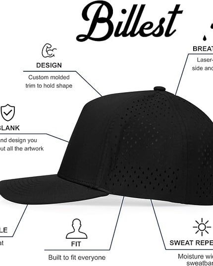 Billest Gilbert Performance 5‑Panel Snapback Hat – Adjustable Flat‑Bill Cap for Men & Women | Breathable and Lightweight