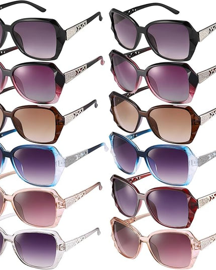 DragonflyDreams 4 Pcs Women Large Sunglasses, UV 400 Glasses Oversized Classic Trend Ladies Sunglasses Sparkling Large Frame