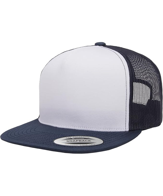 Yupoong 5-Panel YP Classic Trucker Cap | High Profile Flat Visor Snapback | OSFM | Bulk Packs Available