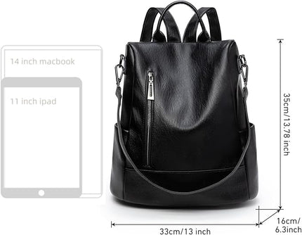 Didida Fashion Backpack Purse For Women Anti-theft Rucksack Pu Leather Lightweight Water-resistant Shoulder Bag, Black