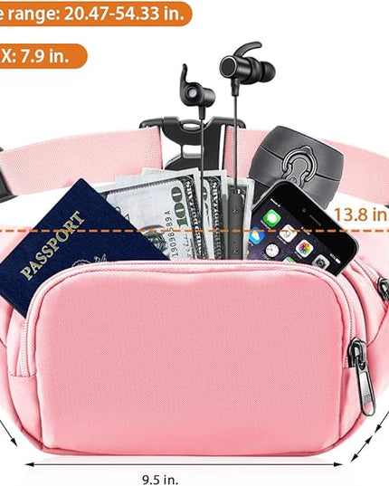 Large Fanny Pack for Women Men - Syican Waist bag with 3-Zipper Pockets, Gifts for Enjoy Sports Traveling Workout Casual Hands-Free crossbody bags Fits MAX 7.9'' iPad & 6.6'' Phone
