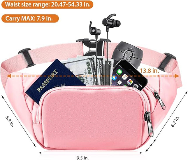 Large Fanny Pack for Women Men - Syican Waist bag with 3-Zipper Pockets, Gifts for Enjoy Sports Traveling Workout Casual Hands-Free crossbody bags Fits MAX 7.9'' iPad & 6.6'' Phone