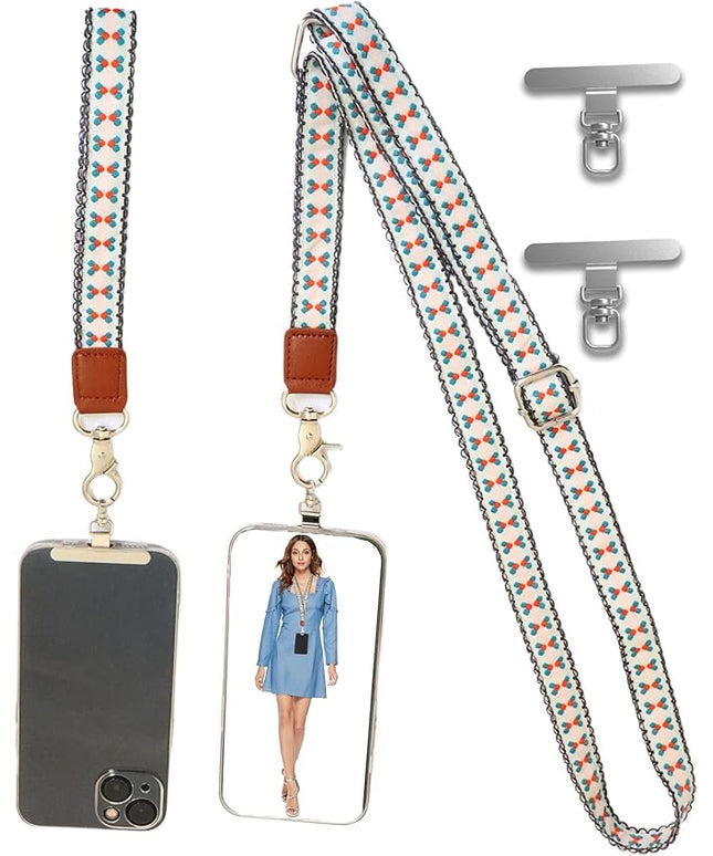 LEMEDE Wrist Keychain and Adjustable Phone Lanyard, Silver Hook Phone Crossbody Strap with 360° Rotating Phone Pads