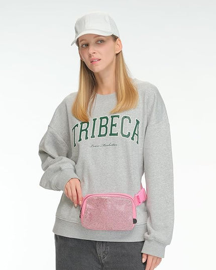 C.C Rhinestone Fanny Pack – Sparkly Waist Bag for Women, Crossbody Belt Bag with Adjustable Strap (Rhinestone - Pink)