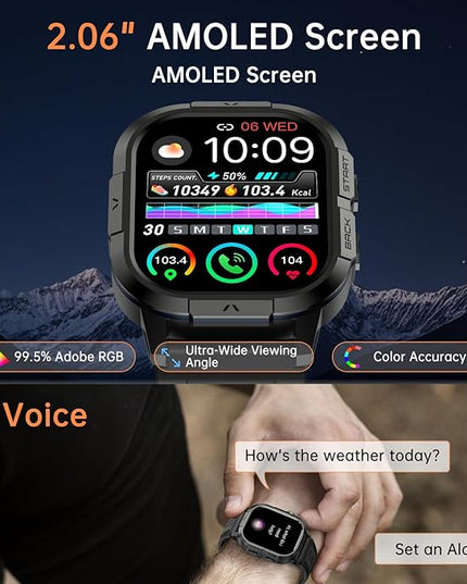 Smart Watch for Men Fitness Tracker: Military Waterproof Make Answer Call Digital Mens Watches Running Step Pedometer Smartwatch Android Phone iPhone Samsung Compatible Sleep SpO2 Heart Rate Monitor