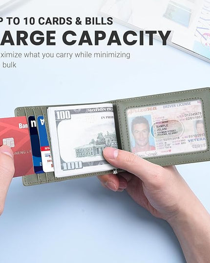 Zitahli Wallet for Men-6 Slots ID Window-Mens Wallets-Slim Wallet Classic Spring Money Clip RFID Blocking-Gift for Men