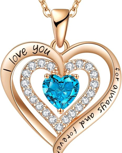 REDBEE Necklaces for Women Birthstone Heart Necklace Jewelry for Wife Girlfriend Woman Necklace