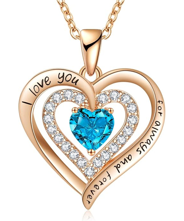 REDBEE Necklaces for Women Birthstone Heart Necklace Jewelry for Wife Girlfriend Woman Necklace