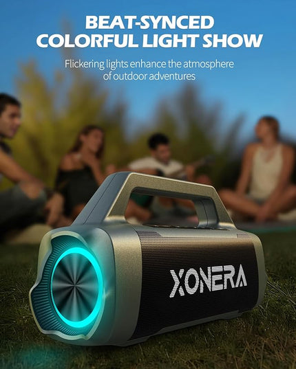Speakers Bluetooth Wireless, 80W Peak Loud Outdoor Speaker with Bass, 20H Playtime, IPX6 Waterproof, TWS，BT5.3, Portable for Camping Hiking Boating Pool Beach, Olive Green