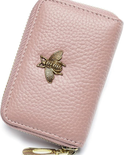 imeetu RFID Credit Card Holder, Small Leather Zipper Card Case Wallet for Women