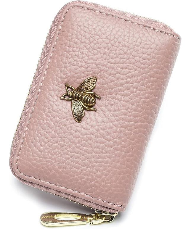 imeetu RFID Credit Card Holder, Small Leather Zipper Card Case Wallet for Women