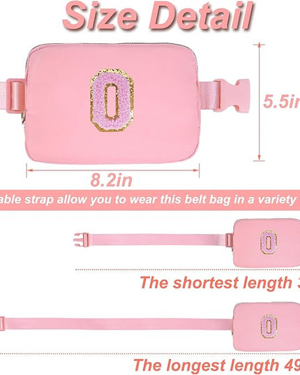 Uygafly Personalized Belt Bag for Women Girls - Fashion Mini Waist Packs with Adjustable Strap - Trendy Travel Fanny Pack Crossbody Bags with Initial Letter - Teen Gifts | Peach,O