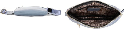 LOVESOME Vegan Leather Waist Bag Fanny Pack Crossbody Bag with Adjustable Strap for Women (Blue Grey)